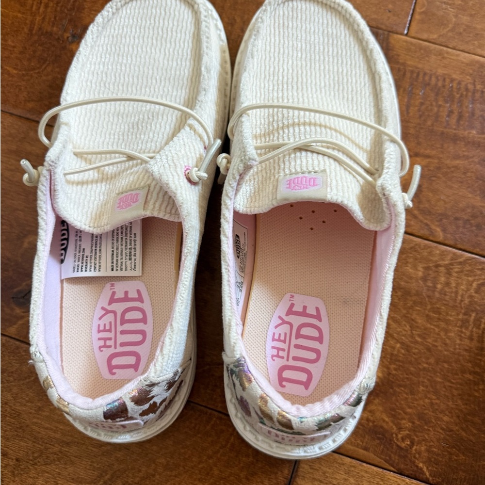 Hey Dude Casual Cream and Pink Shoes